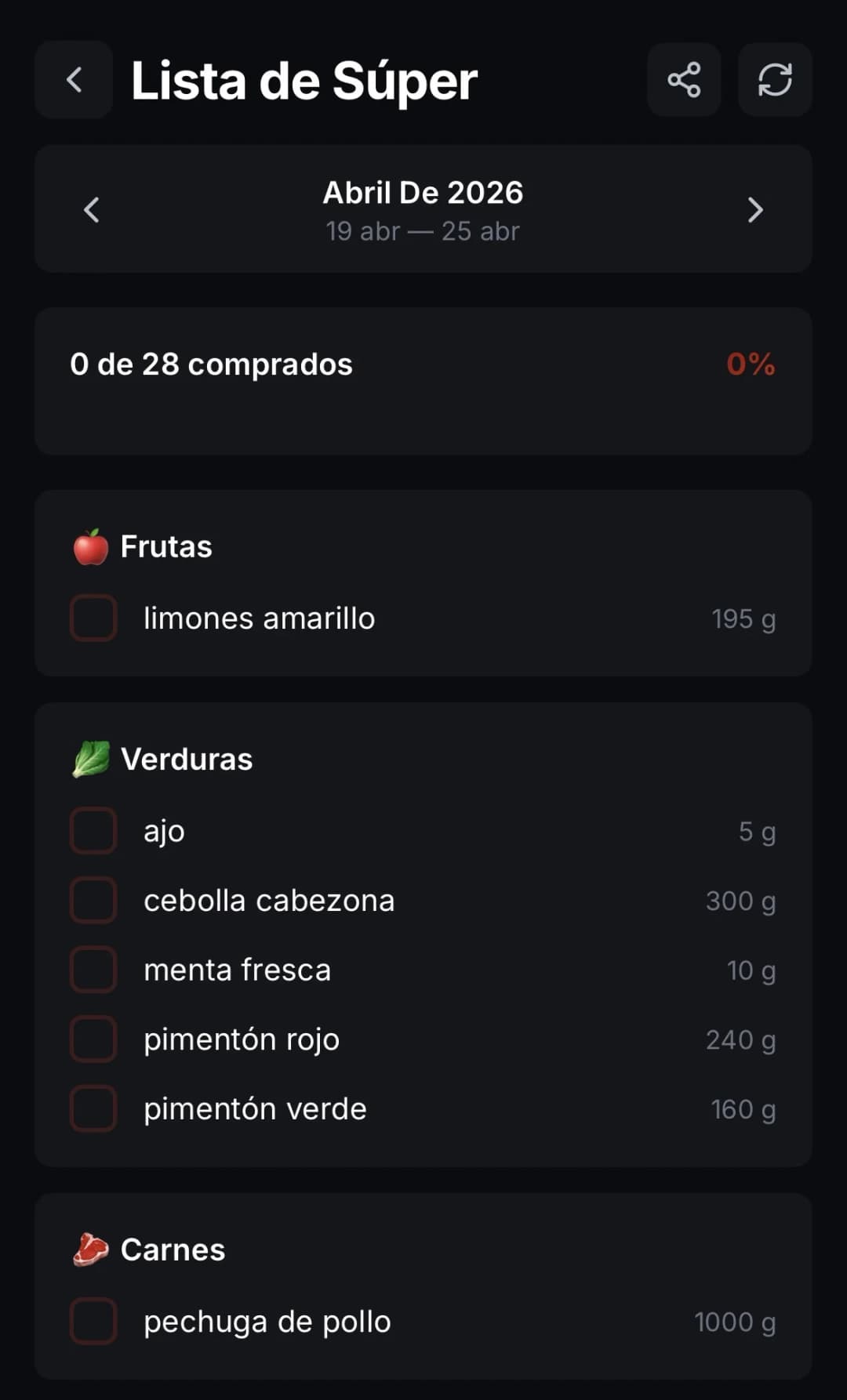 Lista del supermercado